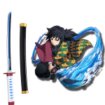 Demon Slayer Giyu Tomioka metalna mini katana Water Breathing verzija od 45 cm
